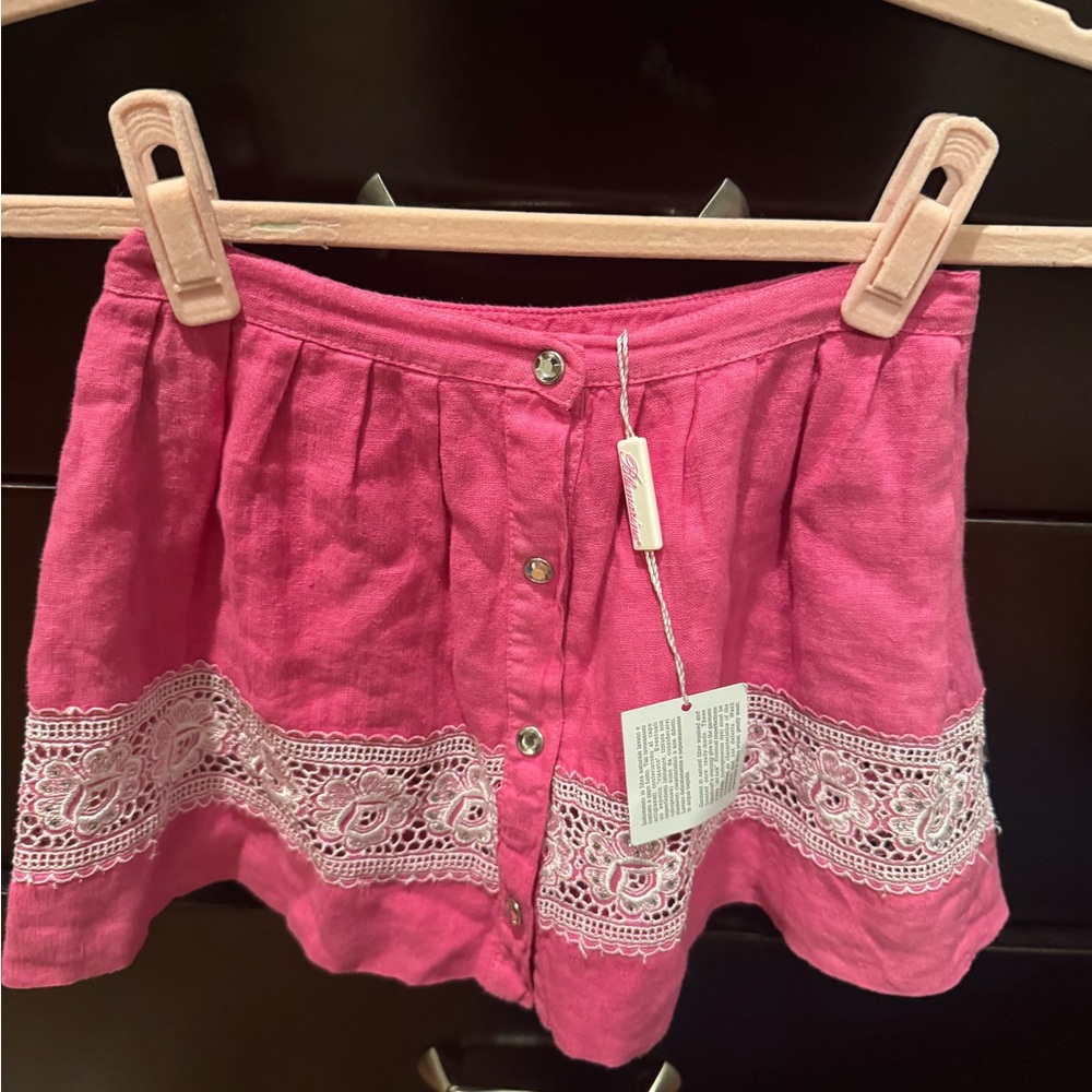 BLUEMARINE BABY Italian Girls Pink Skirt with Lace Detail